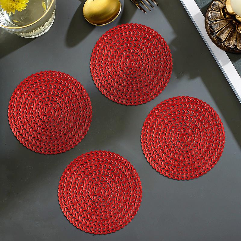 4PCS Creative Hollow Cup Mat Vintage Wheat Coasters Table Placemat Heat Insulation Decorative Doilies for Home Kitchen Dining