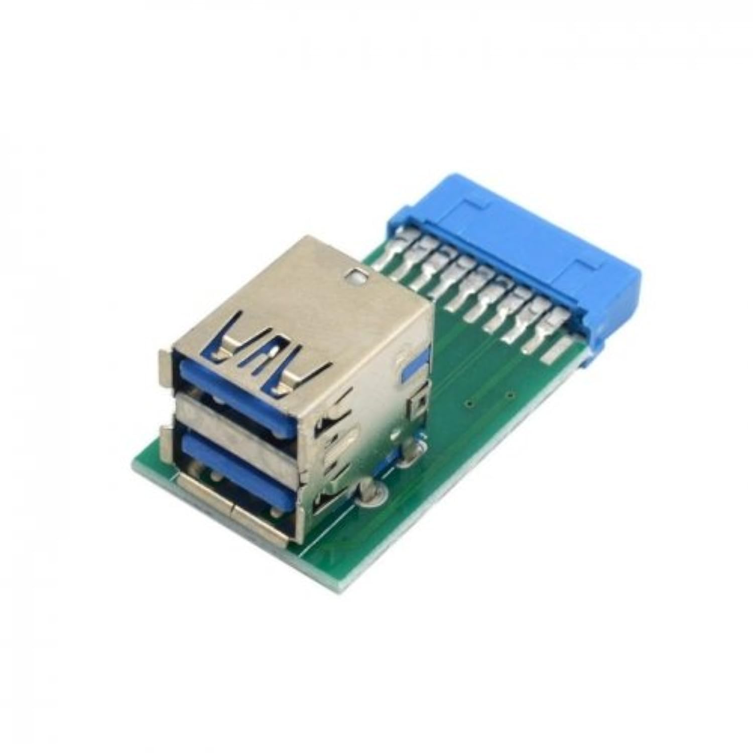 

JSER Motherboard 20 Pin Box Header Slot Adapter PCBA to Energy Resources Vertical Dual USB Type A Female 3.0