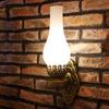 Rustic Glass Shade Wall Sconce, Antique Kerosene Lamp Metal Wall Light Bedside Lamp