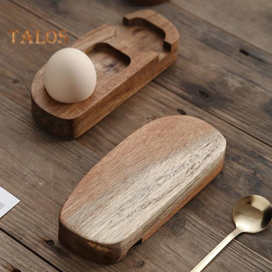 Wood Egg Serving Tray 3-Compartment Wooden Platters with Spoon Dining Egg Tray Holder for Cheese Snacks Desserts Sushi