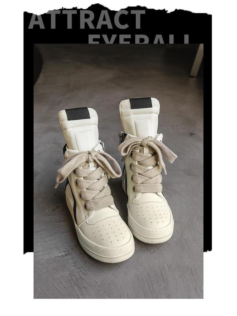 Men's Trendy High-Top Street Style Ankle Boots with Thick Sole and Height Increase - Model X168