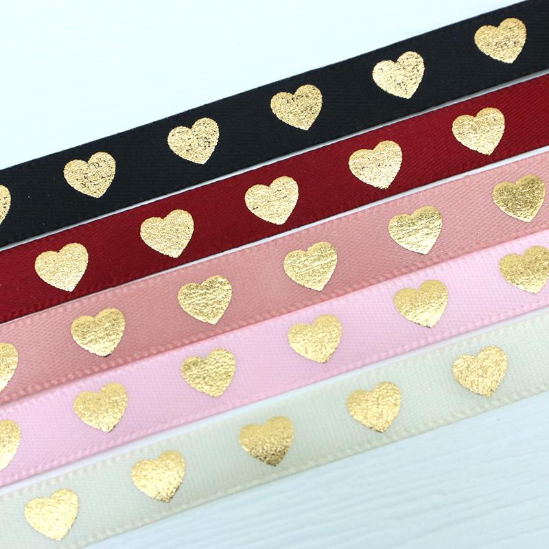 (10 Meter/Rolle)1cm Heißprägung Pfirsichherz Band Liebesbänder Valentinstagsverpackung Handgemacht DIY Geschenkverpackung Dekoration