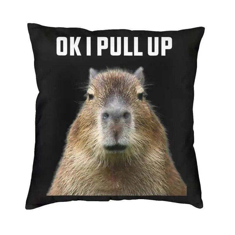 Capybara Try Eating Cushion Cover Nordic Pillow  for Car Sofa Printed