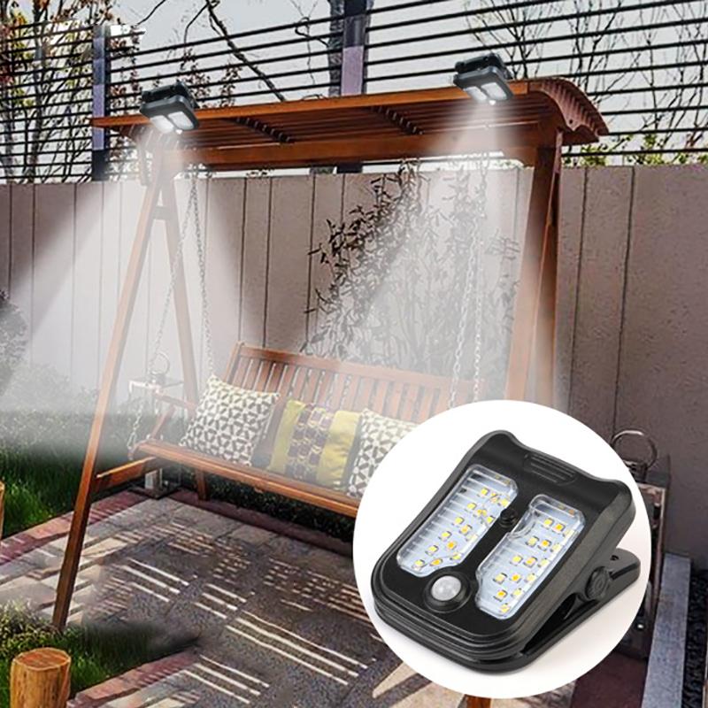 30 LED Solar Garden Outdoor Lights Clip Light Waterproof Motion Sensor Camping Lamp Rechargeable for Landscape Outdoor Wall Deco