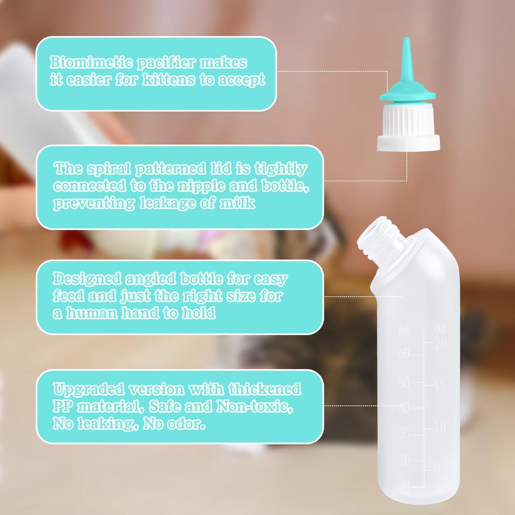 Kitten Puppies Bottles for Nursing Kit,Pet Feeder Bottle with Feeding Nipple and Syringes for All Breed of Puppies Kittens and Other Animals (Green)