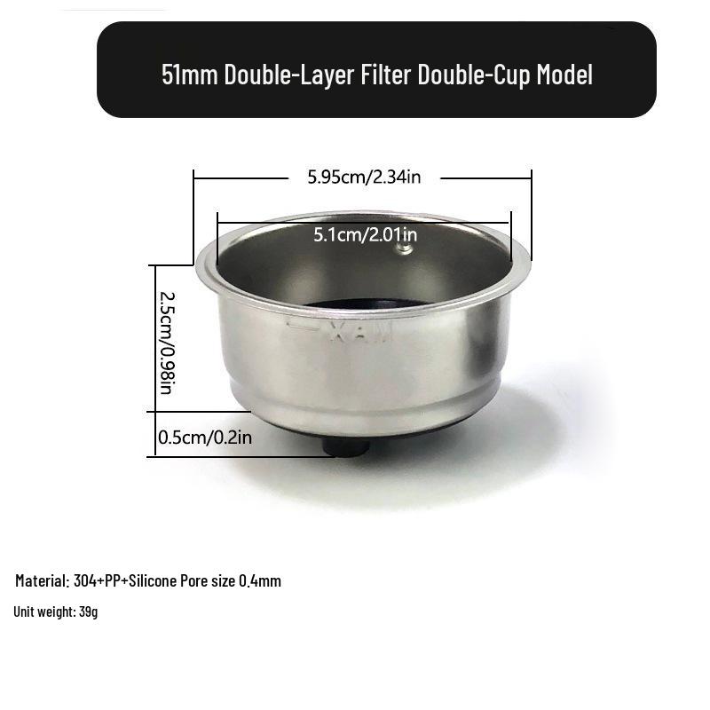 Stainless Steel Coffee Powder Bowl Filter: Single/Double 51, 58 & 53 Blind Bowl Options