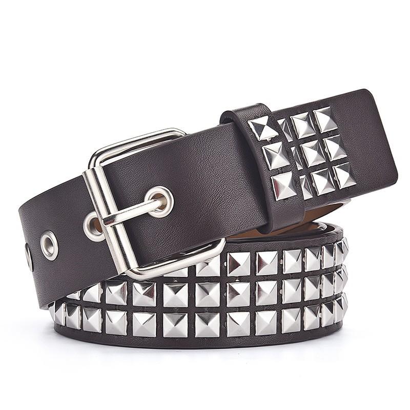 New Square Bead Rivet Belt for Women, Heavy Metal Belt for Men and Women, Y2K European and American Punk Rock Jeans Belt