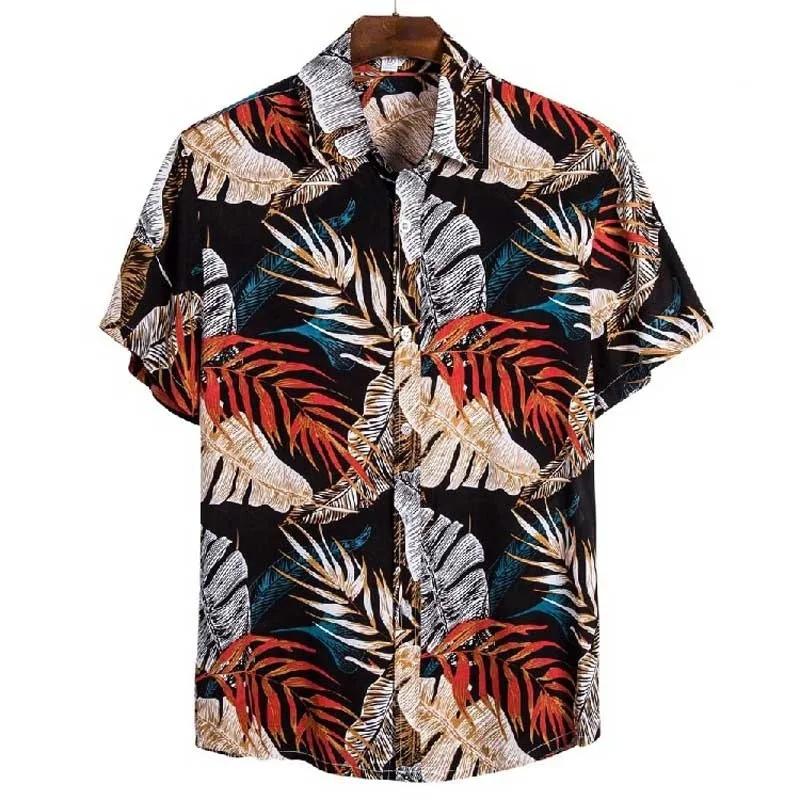 Summer Casual Holiday Beach Shirt 3D Plants Pattern T-shirt Retro Short Sleeve Street Vacation Outdoor Men's and Women's Shirt