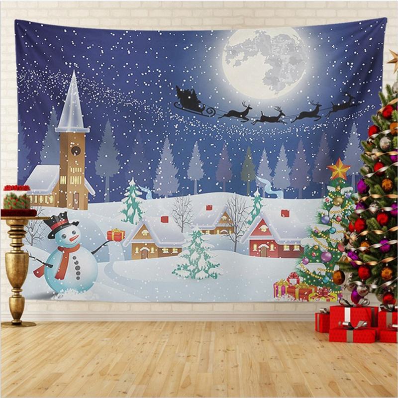 Frohe Weihnachten Weihnachtsfeier Dekoration Druckmuster Wandteppich Zuhause Wohnzimmer Schlafzimmer Wanddekoration Polyester Wandteppich