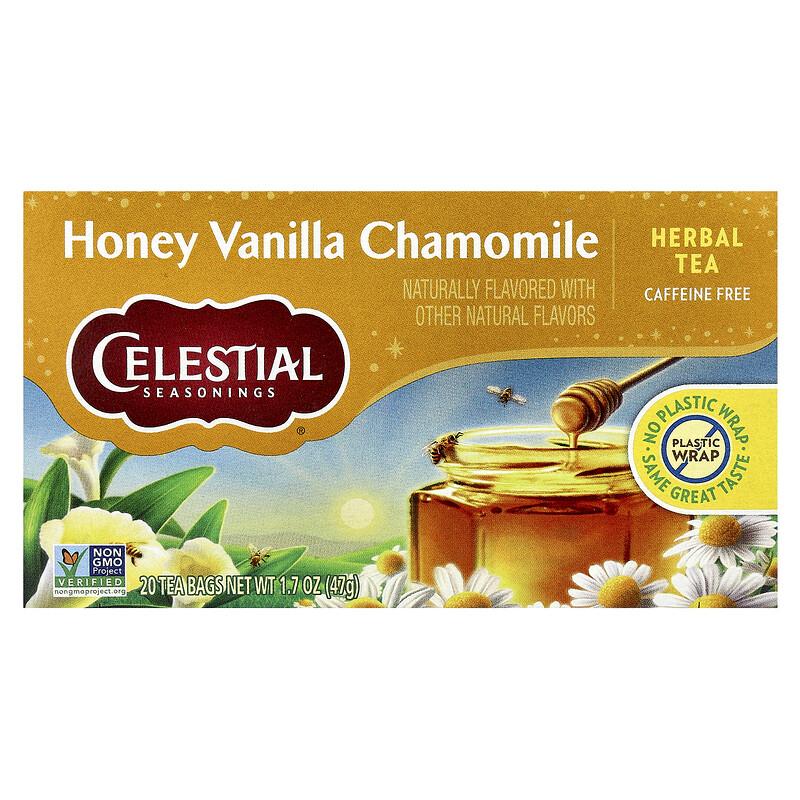 Herbal Tea, Honey Vanilla Chamomile, Caffeine Free, 20 Tea Bags, 1.7 oz (47 g)