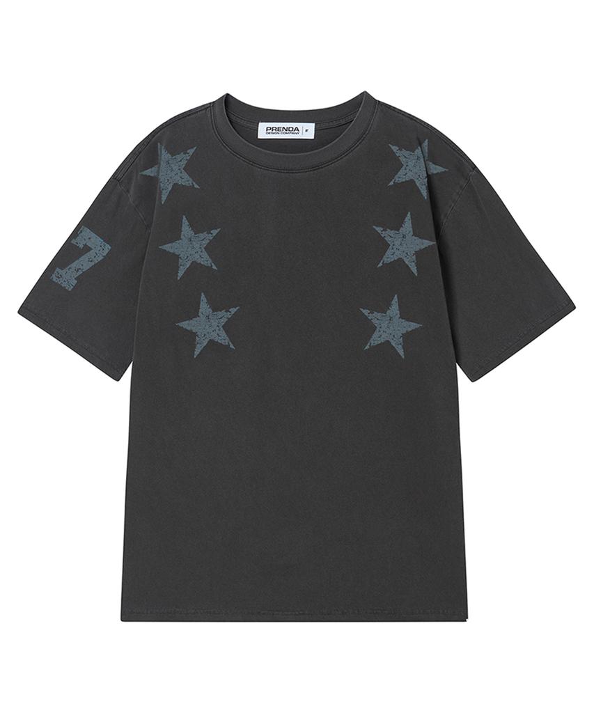 PRENDA Three Star Pigment Short Sleeve Black