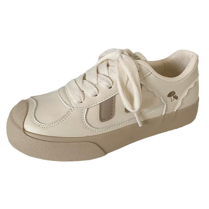

BE-6781 Latex insole/thick-soled ugly cute little white shoes women s design 2024 new niche board shoes German training shoes 40 бежевий