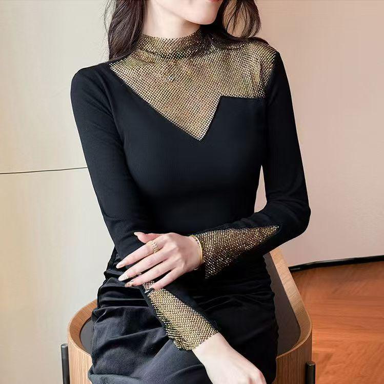 

Autumn/Winter Stylish Fleece Long Sleeve Top - Warm, Slimming, Age-Defying Half High Collar M