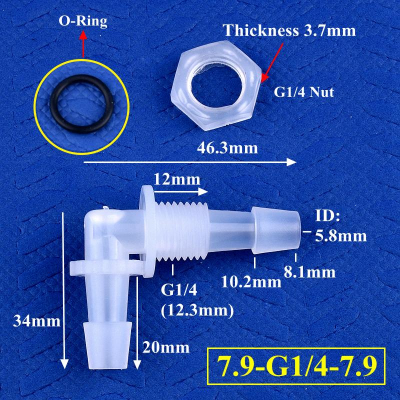 PP Pagoda Elbow Connector With Nut O-Ring M6~G1/2 To 2.4-11.1mm Thread Irrigation Aquarium Tank Adapter Irrigation Water Hose Joint