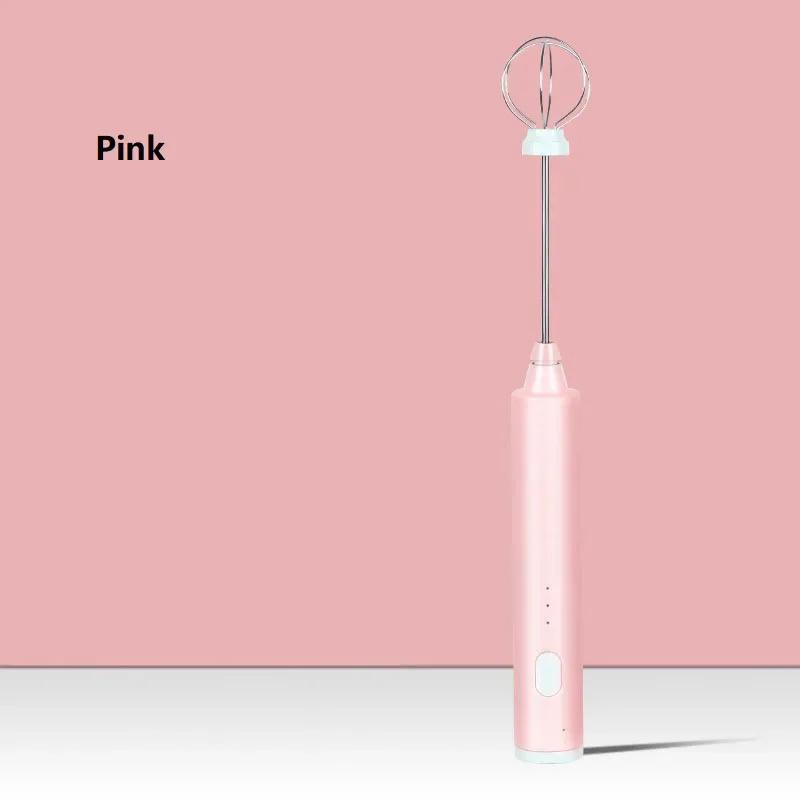 

1 шт. USB перезаряжаемый ручной венчик для яиц 3 скорости электрический вспениватель молока пенообразователь миксер для вспенивания кофейных напитков пенообразователь розовый