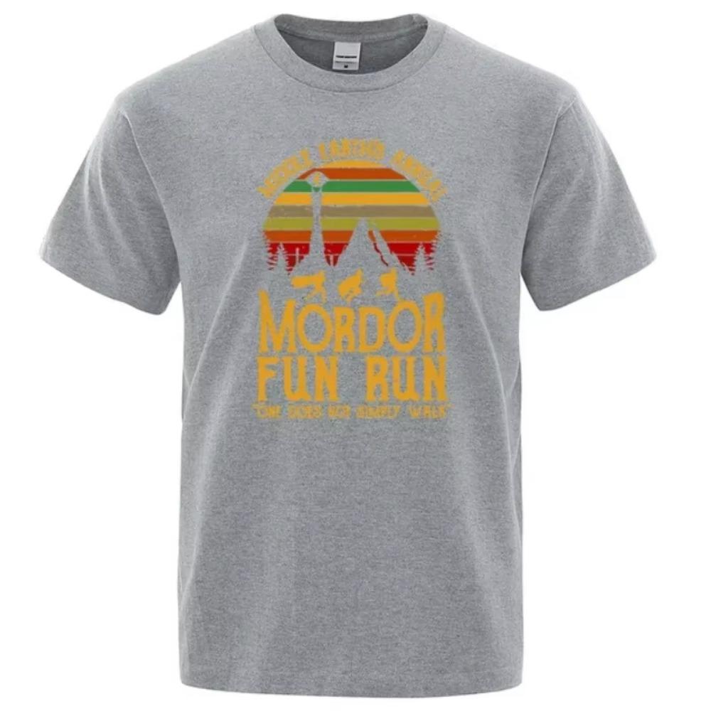 Men's and Women's Summer T-shirt Middle Earth's Annual Mordor Fun Run Printed Top Cotton Loose Street Hip Hop T-shirt
