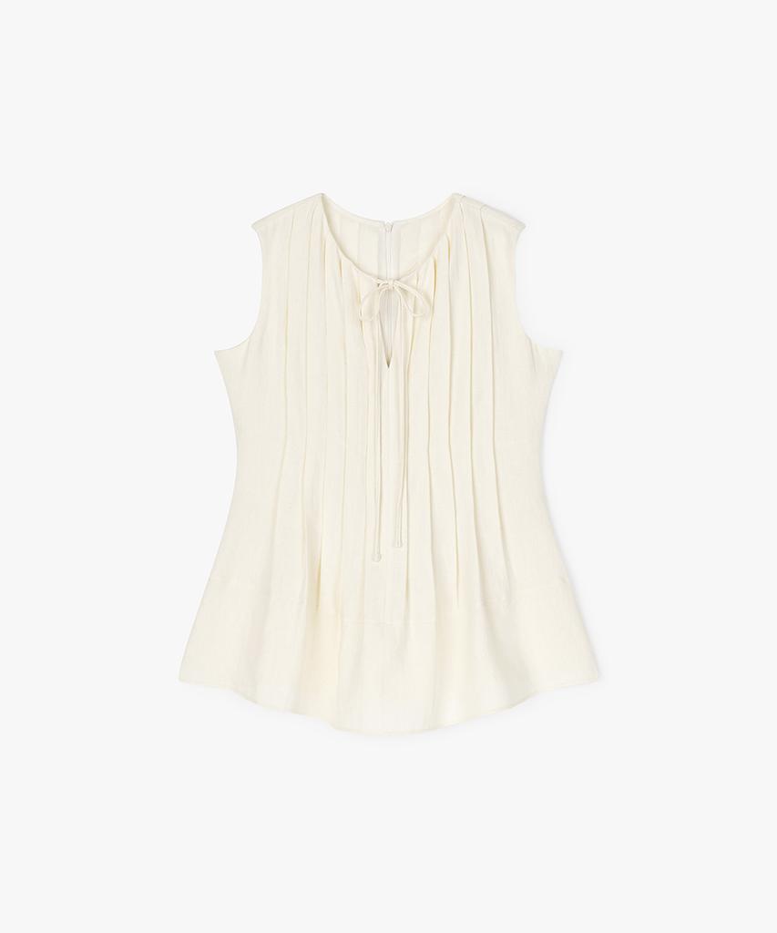 Biyul Linen Round Tuck Sleeveless Blouse