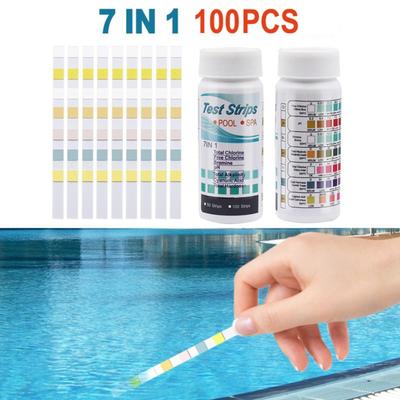 Pool And Spa Test Strips 100ct 7 In 1 Water Test Kit For Swimming Pool Hot Tub Detects PH Cyanuric Total Hardness Free Total Alkalinity
