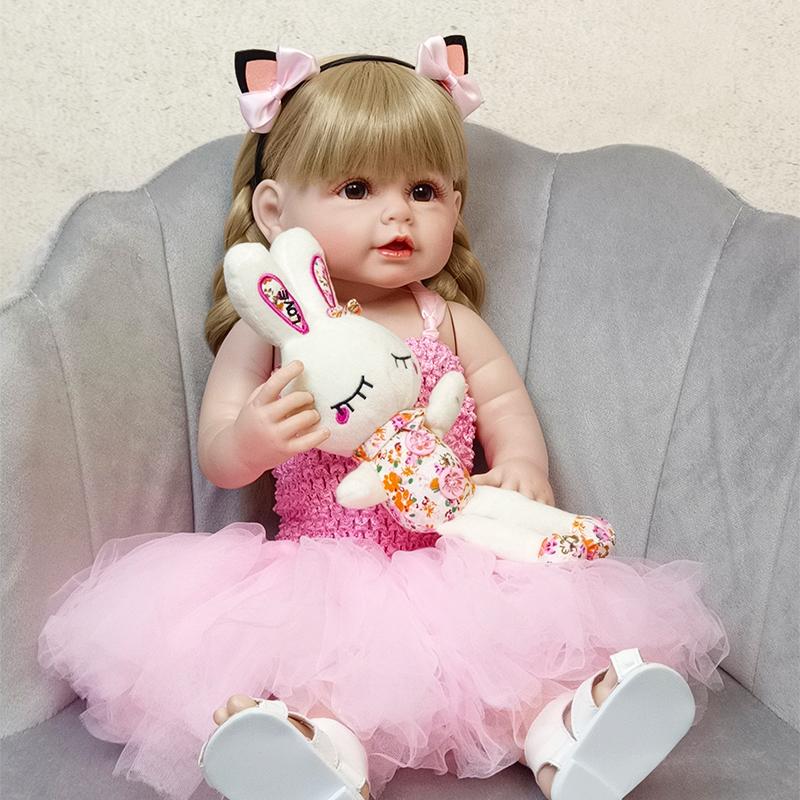 Original 55cm Reborn Baby Toddler Doll Full Silicone Body Vinyl Toy For Girl Princess Bebe Accompanying Toy Christmas Gift