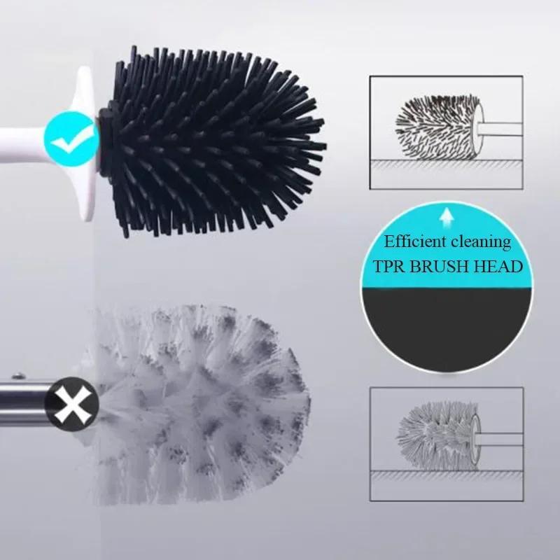 Bathroom Black Toilet Brush Soft Silicone Brush Head No Dead Corners Home Floor-standing Cleaning Brushes WC Accessories