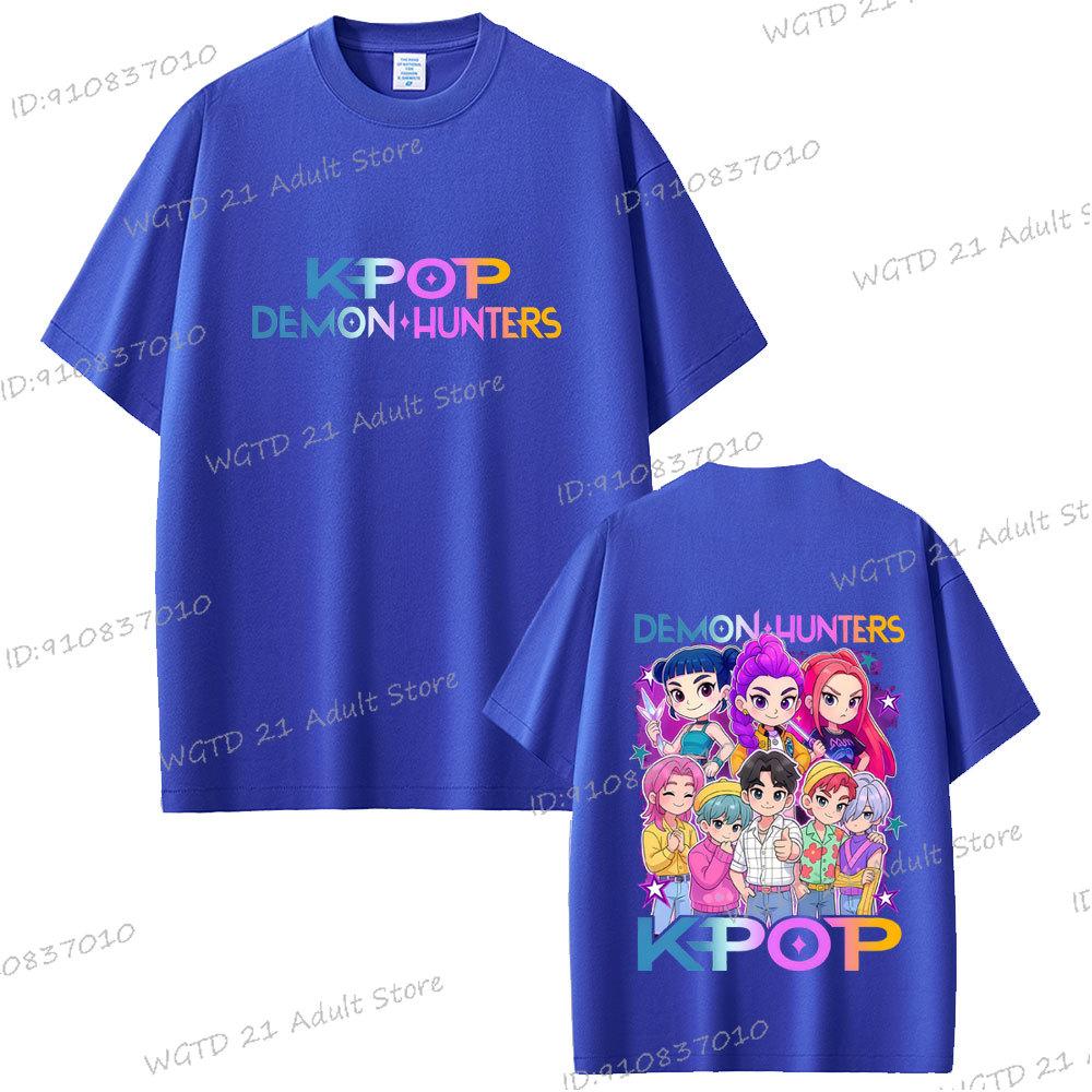 Horký film KPop Lovci démonů Tričko Kreslené Rumi Mira Zoey Saja Chlapecké tričko Pánské Dámské Bavlna Móda Kulatý výstřih Trička Dárek pro fanoušky