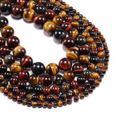 1 hebra/lote de cuentas redondas de ágata de ojo de tigre Multicolor de piedra Natural de 4, 6, 8, 10 y 12mm, cuentas espaciadoras sueltas para fabricación de joyería, pulsera DIY