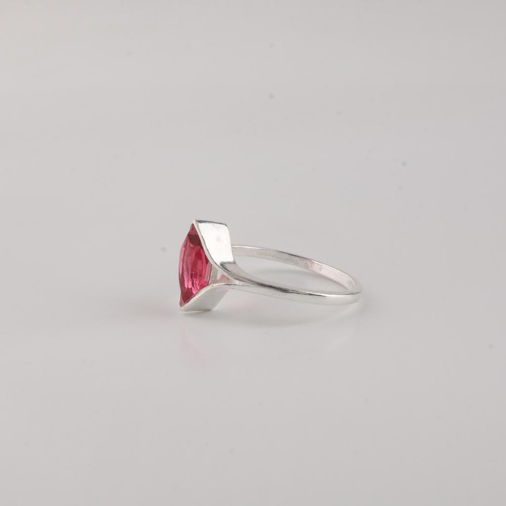Pink Rubellite Gemstone 925 Sterling Silver Ring Jewelry Birthday Gift For Wife CZR-20-7