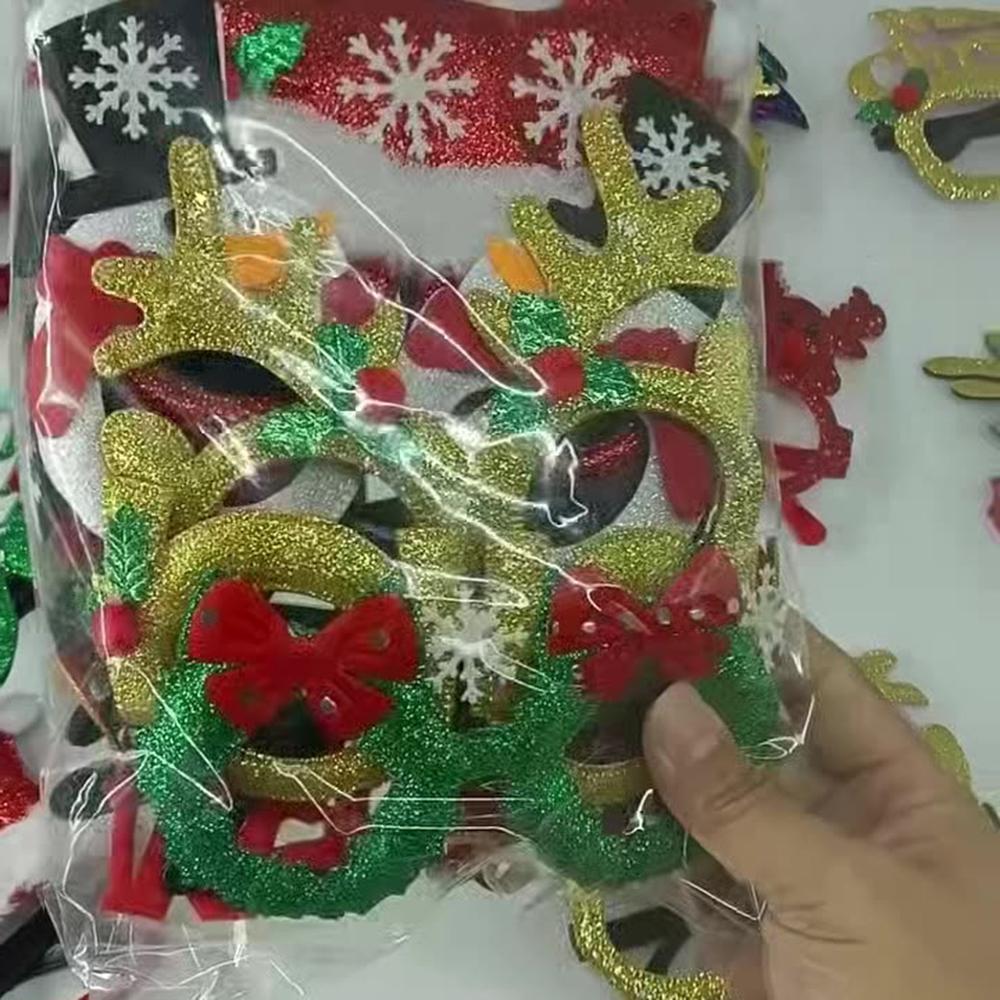 12pcs Christmas Glasses Santa Claus Xmas Tree Elk Paper Glasses Frame Photo Prop Christmas Decorations Navidad Kid Gifts