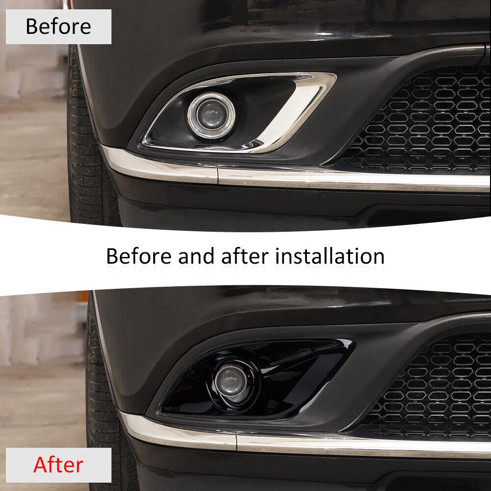 2PCS Front Fog Light Lamp Cover Bezels For Dodge Durango 2011+ Black Accessories