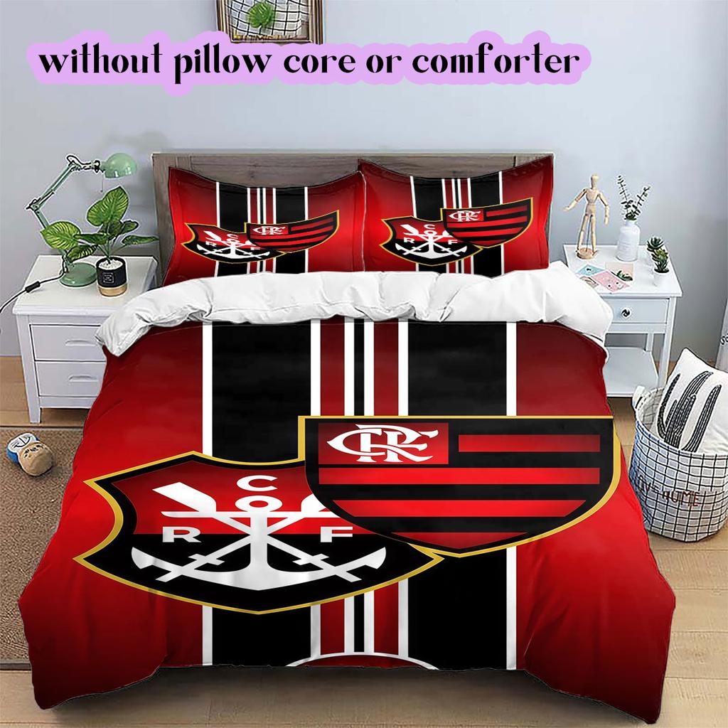 Flamengo football soccer Pattern Bedding,Quilt Set Quilt Cover Pillowcase Home Birthday Gift (1*duvet cover+2*pillowcase,without core)
