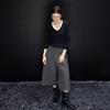 Demana Women's Winter Smart Warm Pleated Wide-Leg Cropped Pants