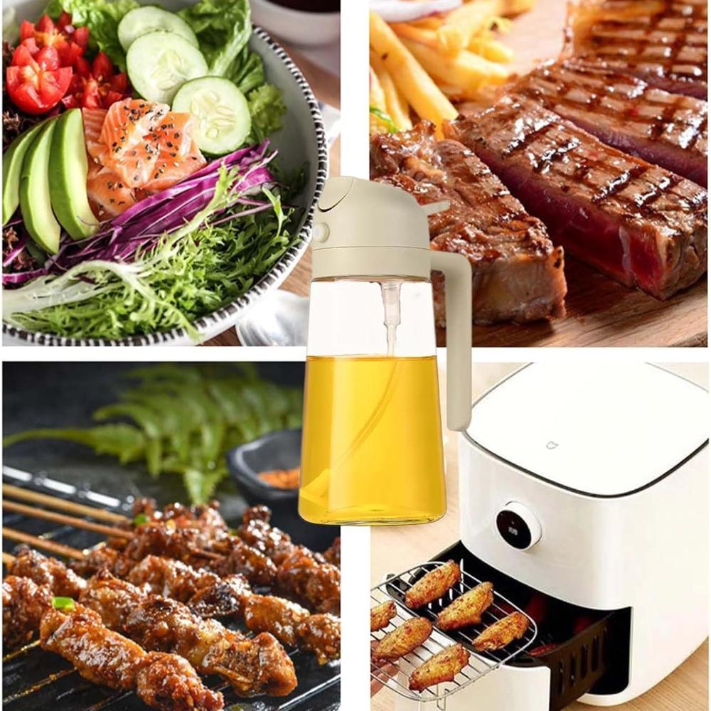 1-4Pcs 500ml 2in1 Oil Sprayer Plastic Cooking Olive Oil Sprayer Baking Oil Spray for Kitchen Air Fryer,Baking,Salad,Grilling,BBQ 4