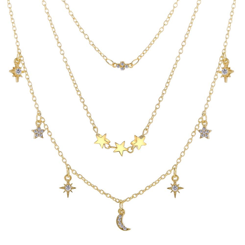 iF ME Fashion Butterfly Lock Heart Pendant Necklace Retro Multilayer Gold Silver Chain Choker for Women Accessories Jewelry