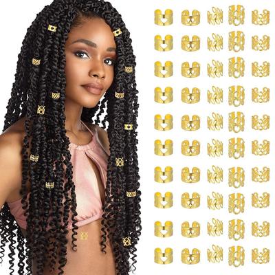 50 Alloy Heart-Shaped Hollow Braid Hair Extension Rings