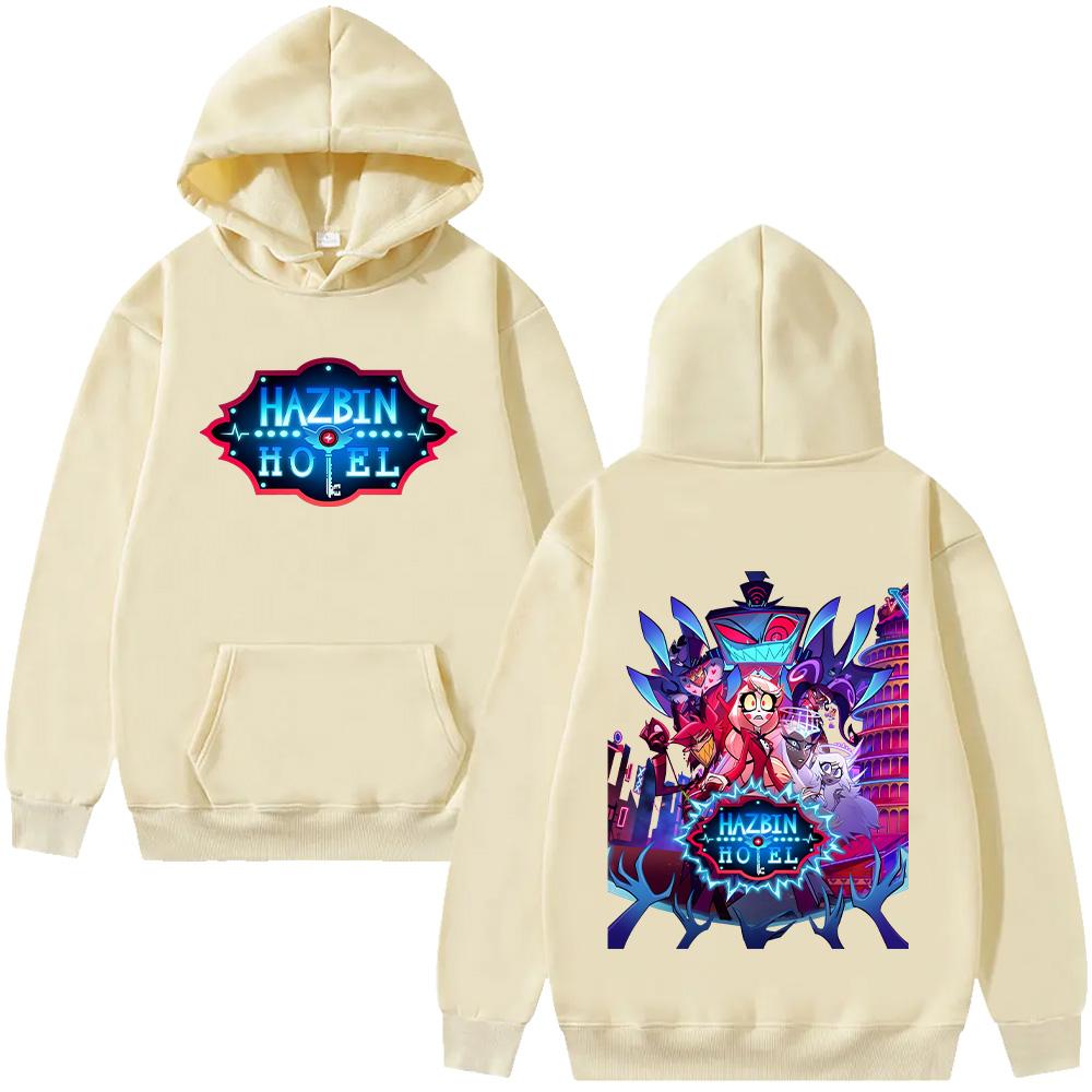 HazbinHotel 2 Cartoon Print Hoodie Men Fashion Anime Aesthetic Sweatshirt Fall Women Casual Harajuku Streetwear Pullover HipHop
