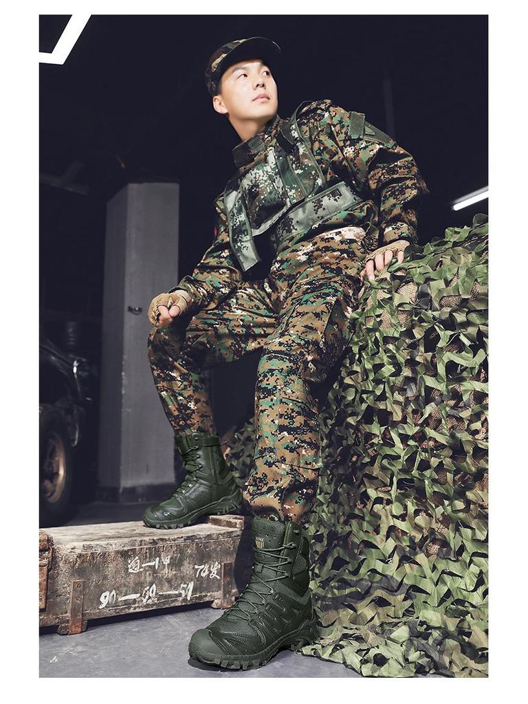 Men's Plus Size High-Top Tactical Combat Boots - Non-Slip Desert Outdoor Footwear