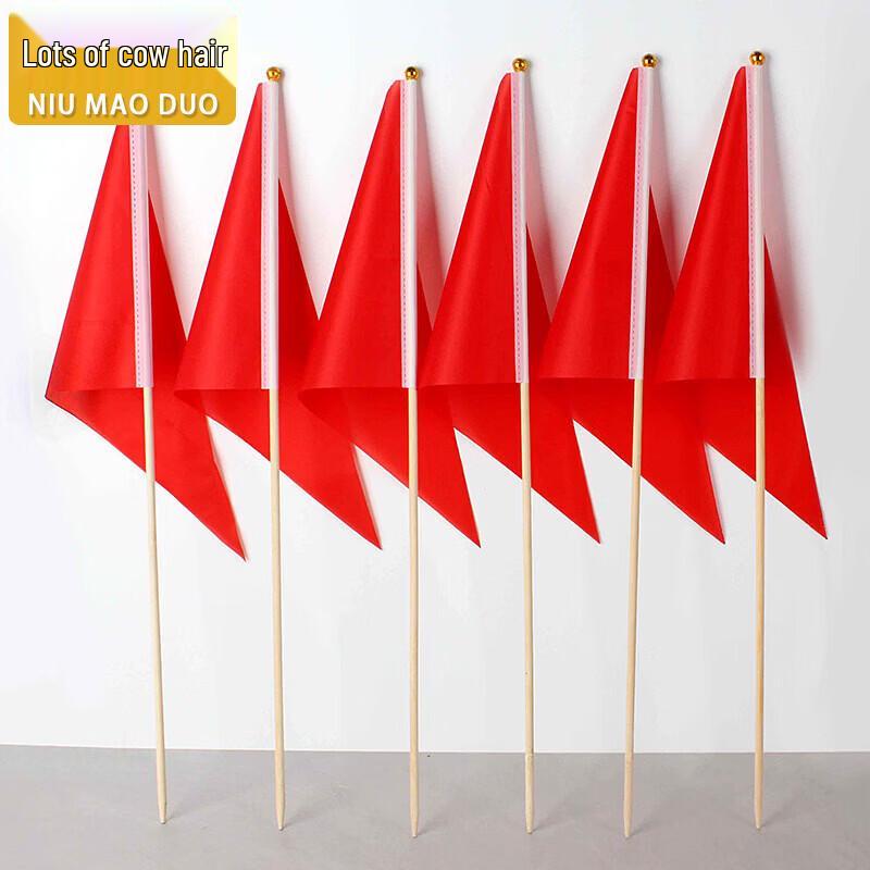 Red Triangular Ground Marker Flags with Pointed Stakes