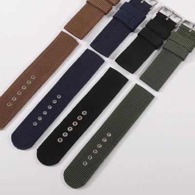 18/20/22mm With Steel Metal Needle Buckle Canvas Watch Strap Outdoor Sports Strap Nylon Watch Band