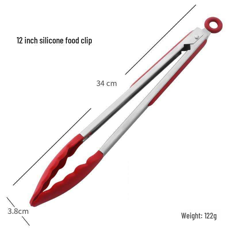 Silicone High-Temperature Resistant Tongs - Ideal for Grilling, Frying, and Bread - Stainless Steel Kitchen Tool