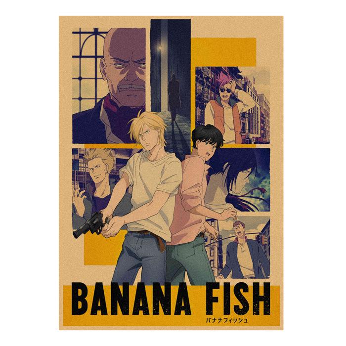Retro Banana Fish Anime Kraftpapier Poster Wandkunst Wandbild