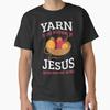 Men Casual Shirts Short Sleeves Yarn Is Like Believing In Jesus Black Tees Oversized T-shirts
