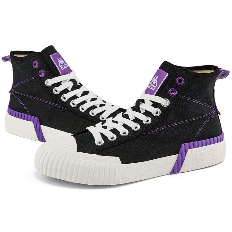 Kappa Comfortable Versatile Non-Slip Wear-Resistant Breathable High-Top Canvas Shoes Unisex Sneakers Black Purple K0BY5VS03D-990