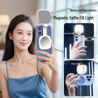 Portable Magnetic Fill Light & Makeup Mirror for Photography and Live Streaming