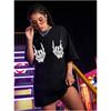 Skelet Hand Gedrukte T-shirt Dames en Unisex Punk Stijl Top Lente Zomer Los Kortmouwige Unisex T-shirt