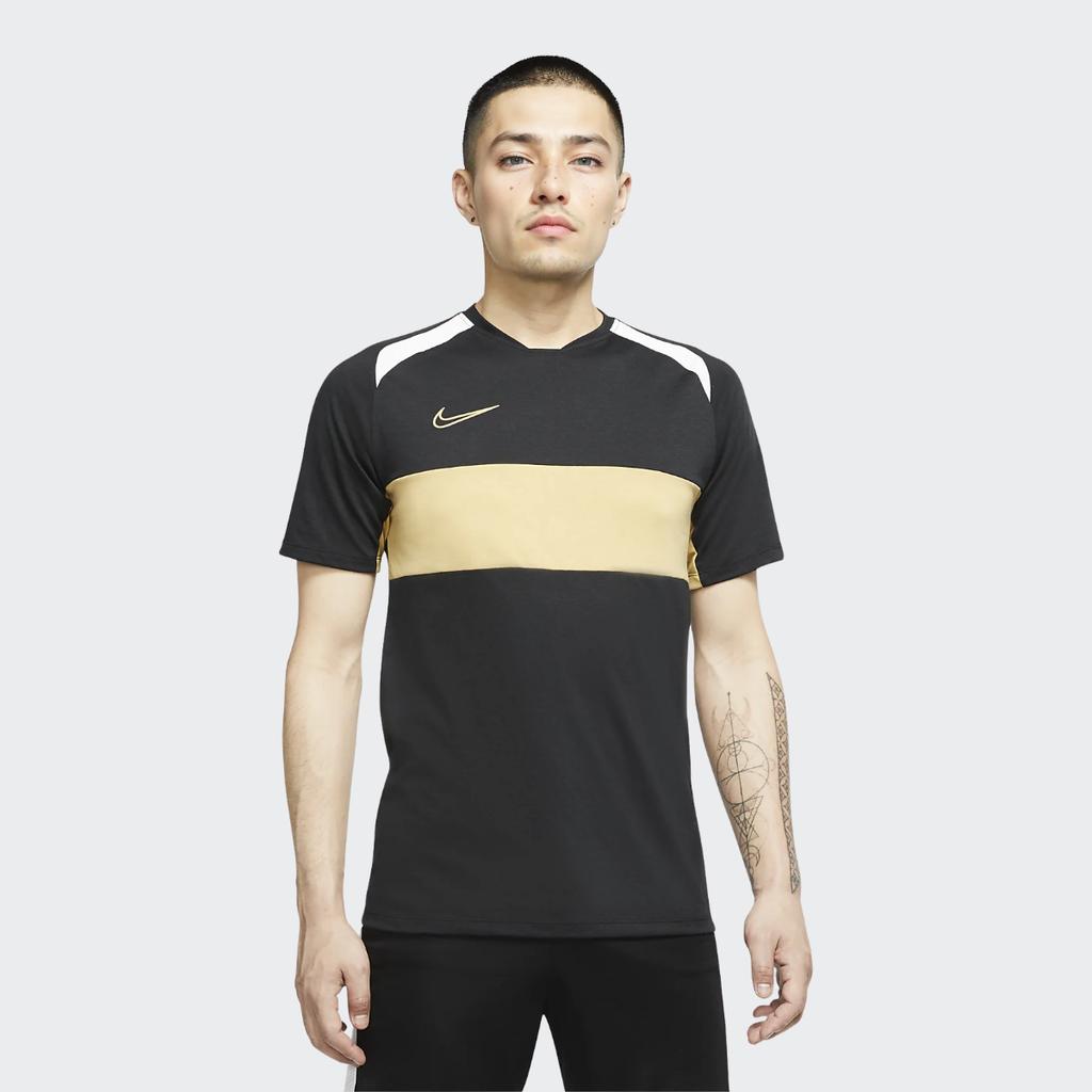 Nike Dri-Fit Academy Quick-Dry Short Sleeve Soccer Tee Men Tops Black White Gold BQ7353-010