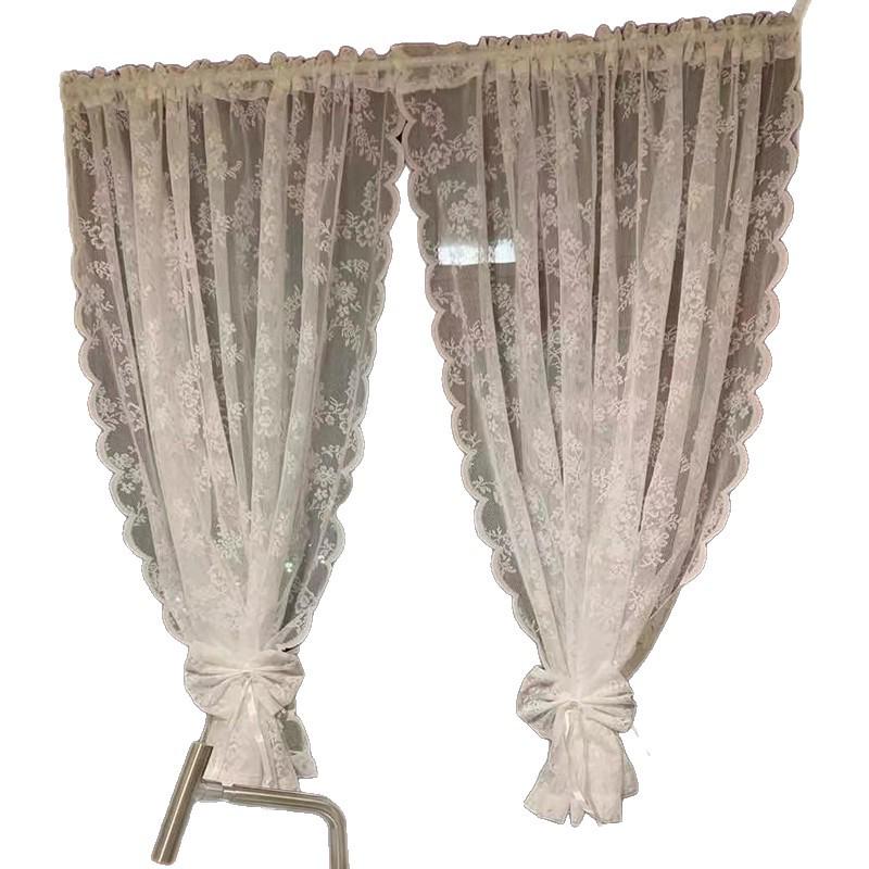 French Country Lace Gauze Curtain for Princess Kitchen Door or Children's Room, Phantom Bay Window, White