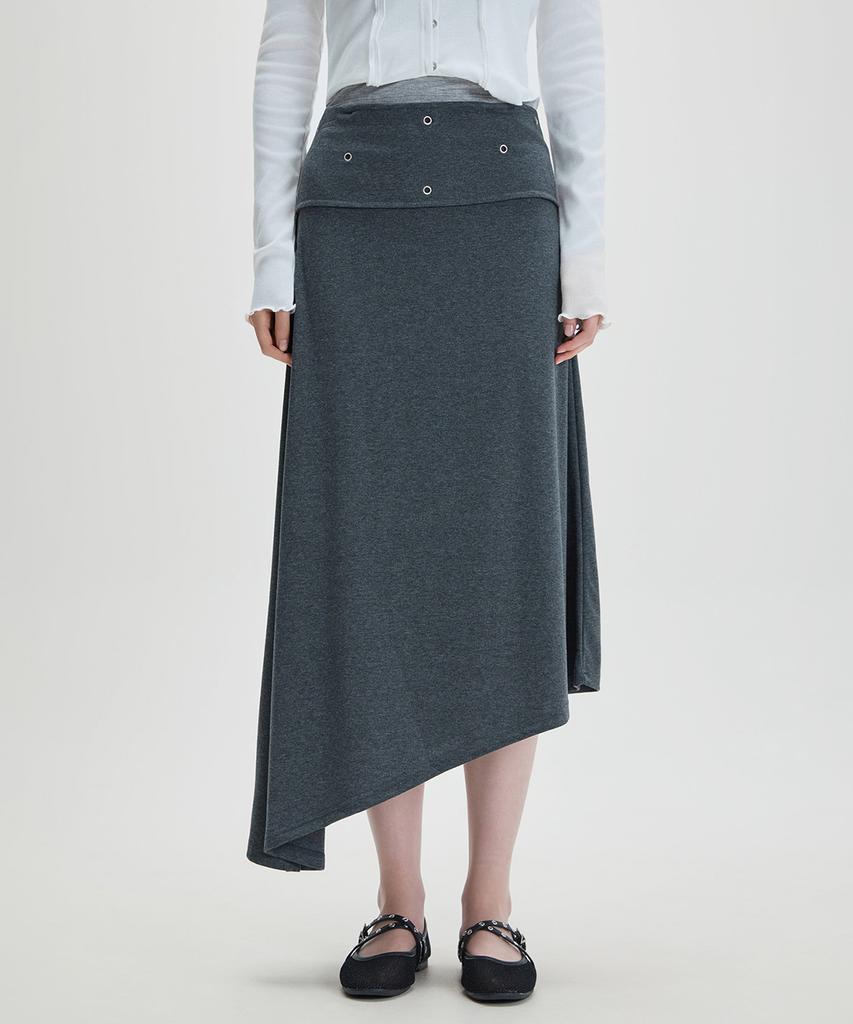 MIXXO Studded Banding Asymmetrical Skirt_Miwwmg44Ms