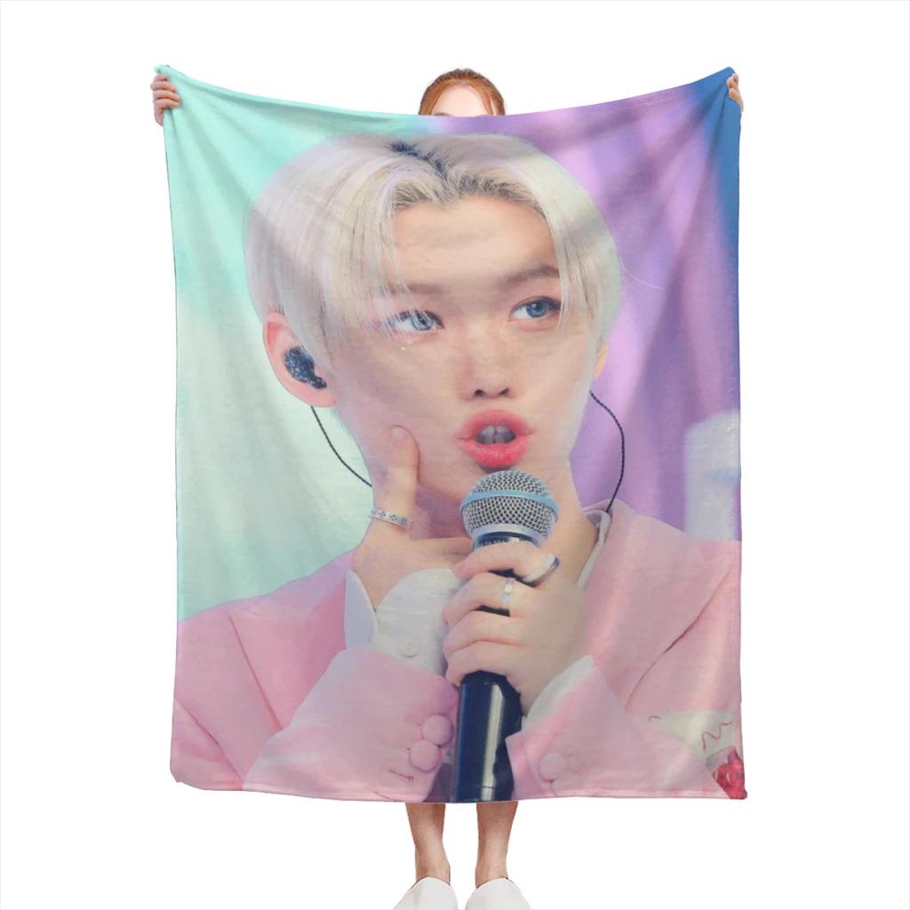 Hot-KPOP-Like-Stray-K-Kids Fashion Blanket Printed Throw Blanket Plush Fluffy Flanne Soft Throws for Sofa Couch and Bed