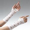 Long Mittens Ripped Arm Warmers Black Hollow Fingerless Gloves Elastic Breathable Hand Sleeves Halloween Cosplay