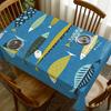 1pc, Abstract School of Fish Pattern Tablecloth, Polyester Printed Tablecloth, Lake Blue As the Base, Fully Printed with Multiple Abstract Fish of Var